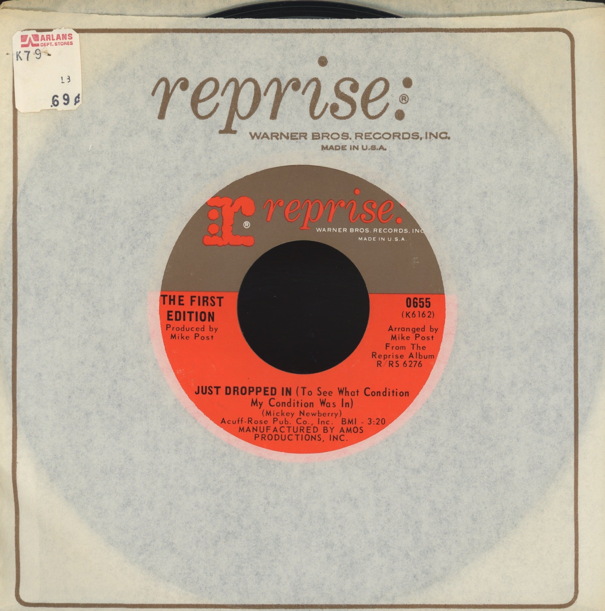 Kenny Rogers & The First Edition - Just Dropped In (To See What Condition My Condition Was In) on Reprise Psych Rock 45