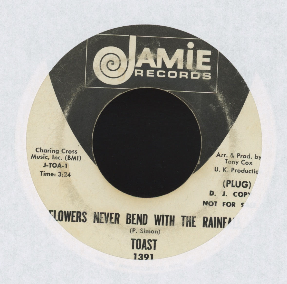 Toast - Flowers Never Bend With The Rainfall on Jamie Promo Pop Psych 45