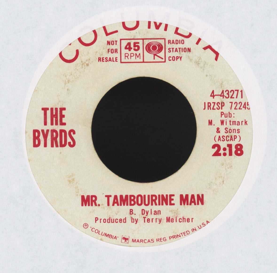 The Byrds - Mr. Tambourine Man on Columbia Promo Rock 45