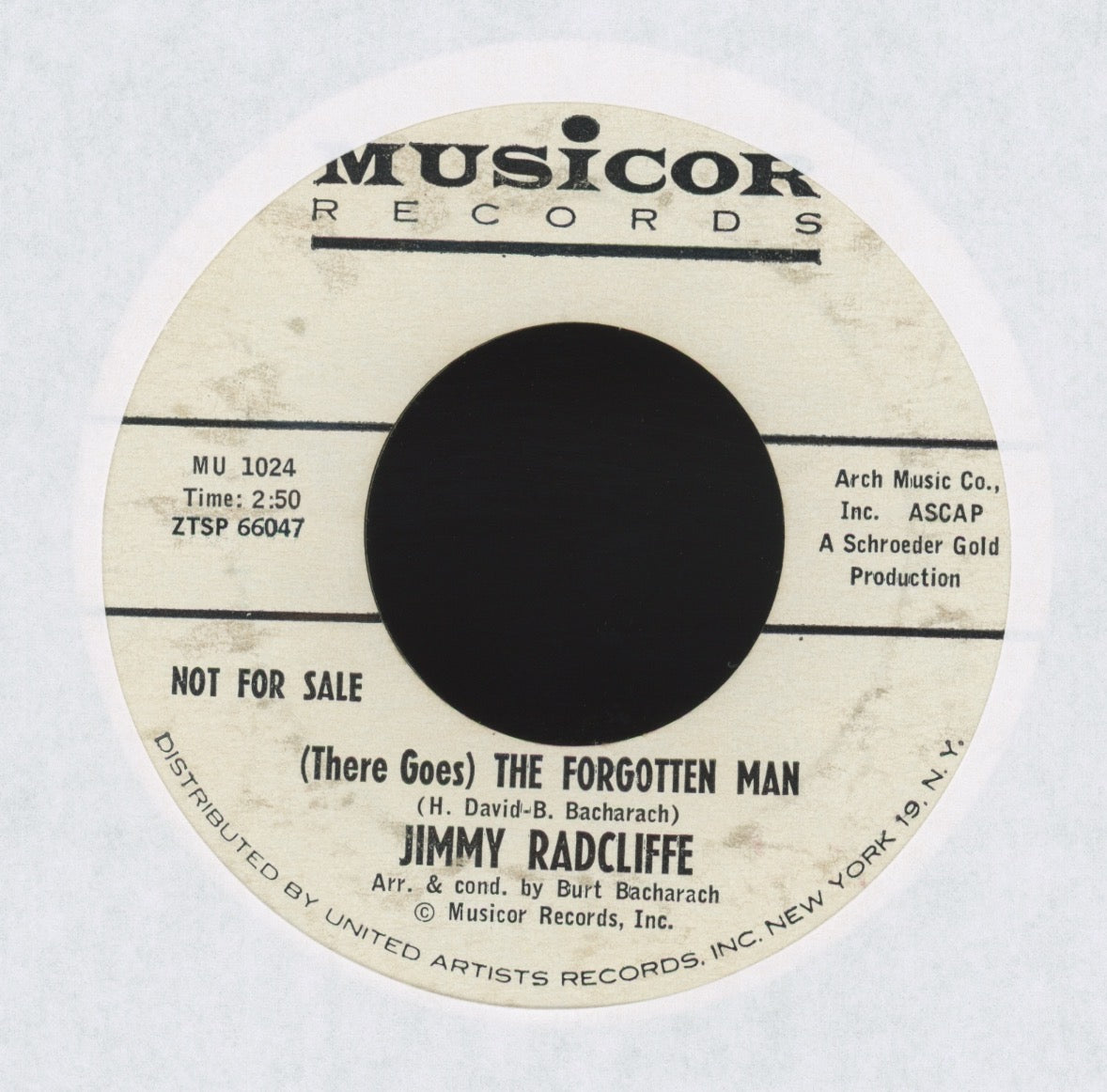 Jimmy Radcliffe - (There Goes) The Forgotten Man on Musicor Promo Northern Soul 45