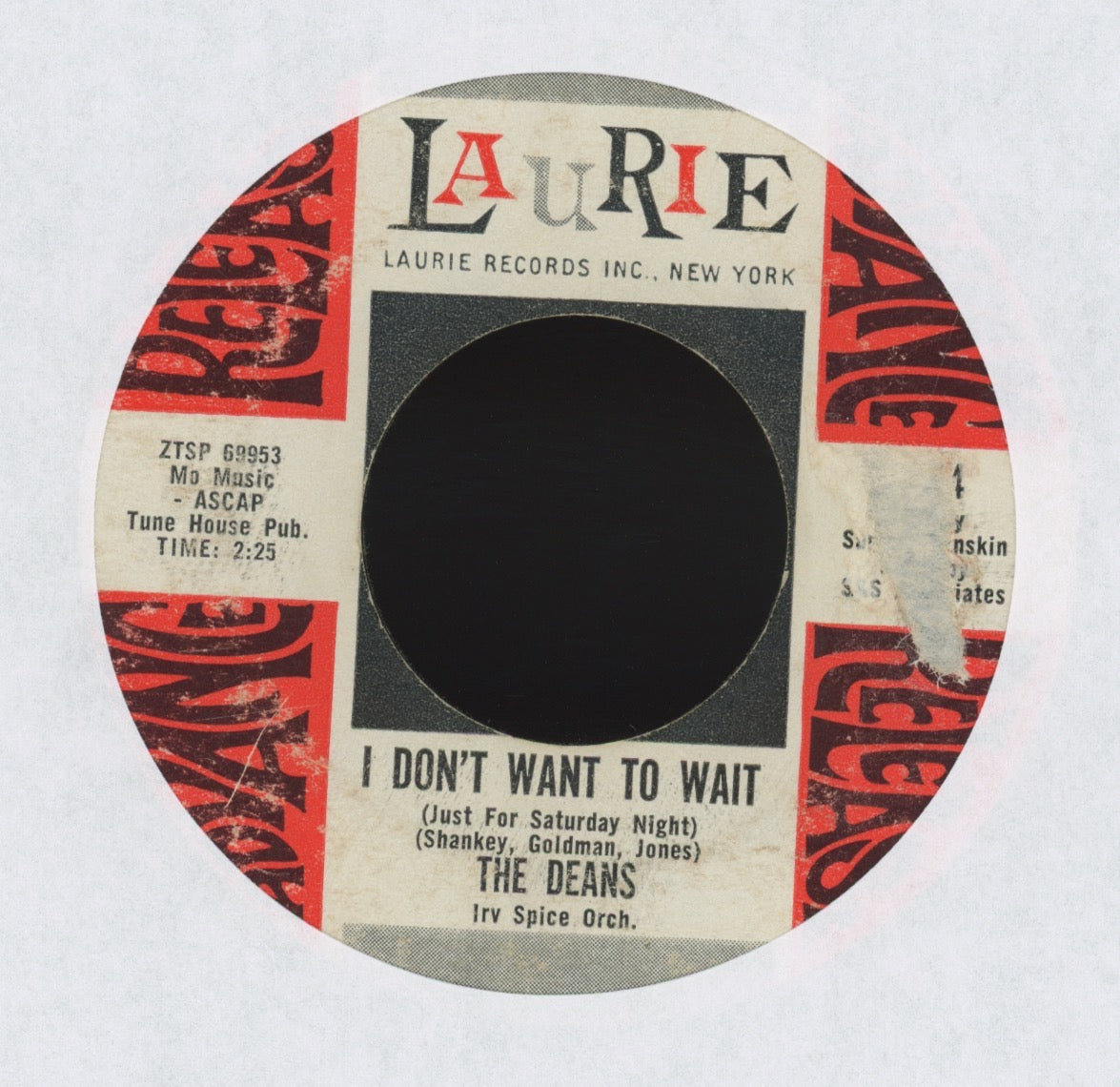 The Deans - I Don't Want To Wait (Just For Saturday Night) on Laurie Promo R&B Doo Wop 45