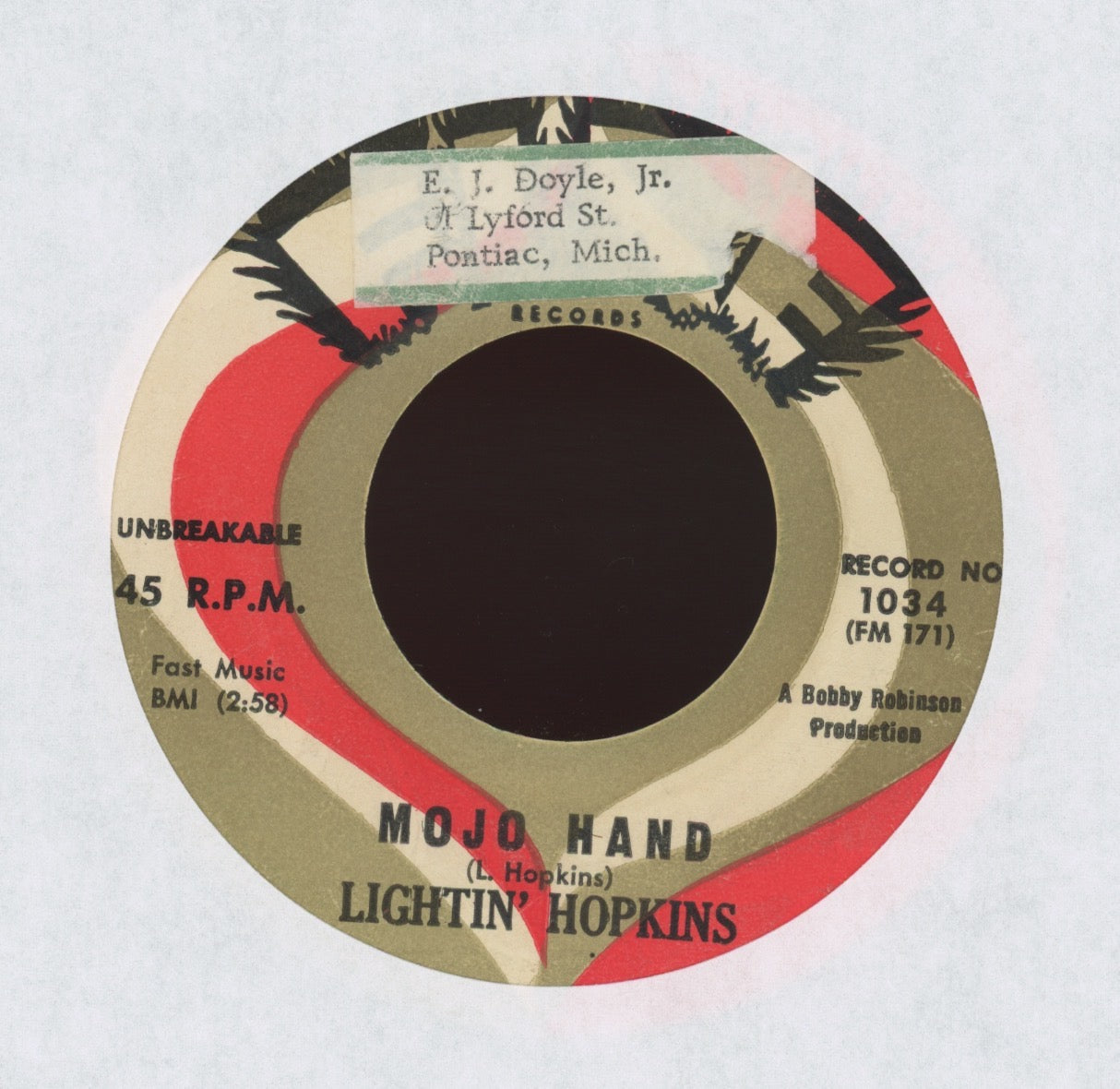 Lightnin' Hopkins - Mojo Hand on Fire R&B Blues 45