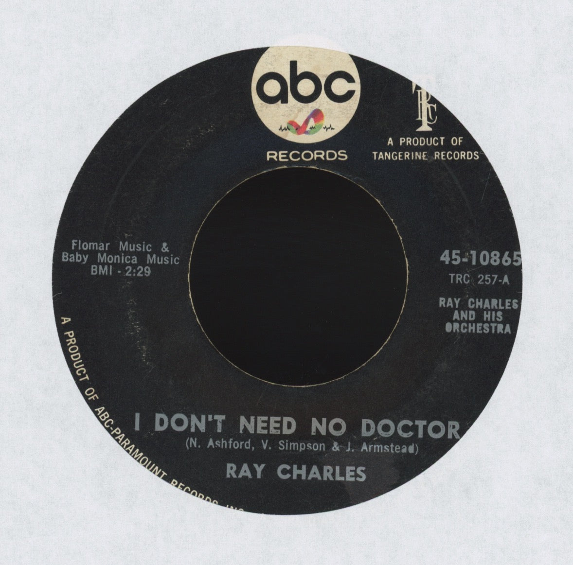 Ray Charles And His Orchestra - I Don't Need No Doctor on ABC Northern Soul R&B 45