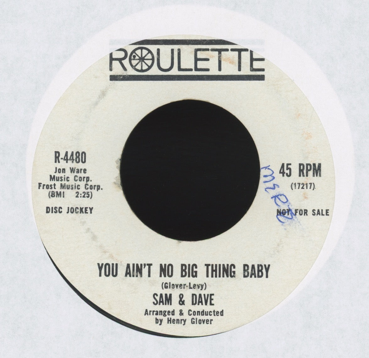 Sam & Dave - You Ain't No Big Thing Baby on Roulette Promo Northern Soul 45