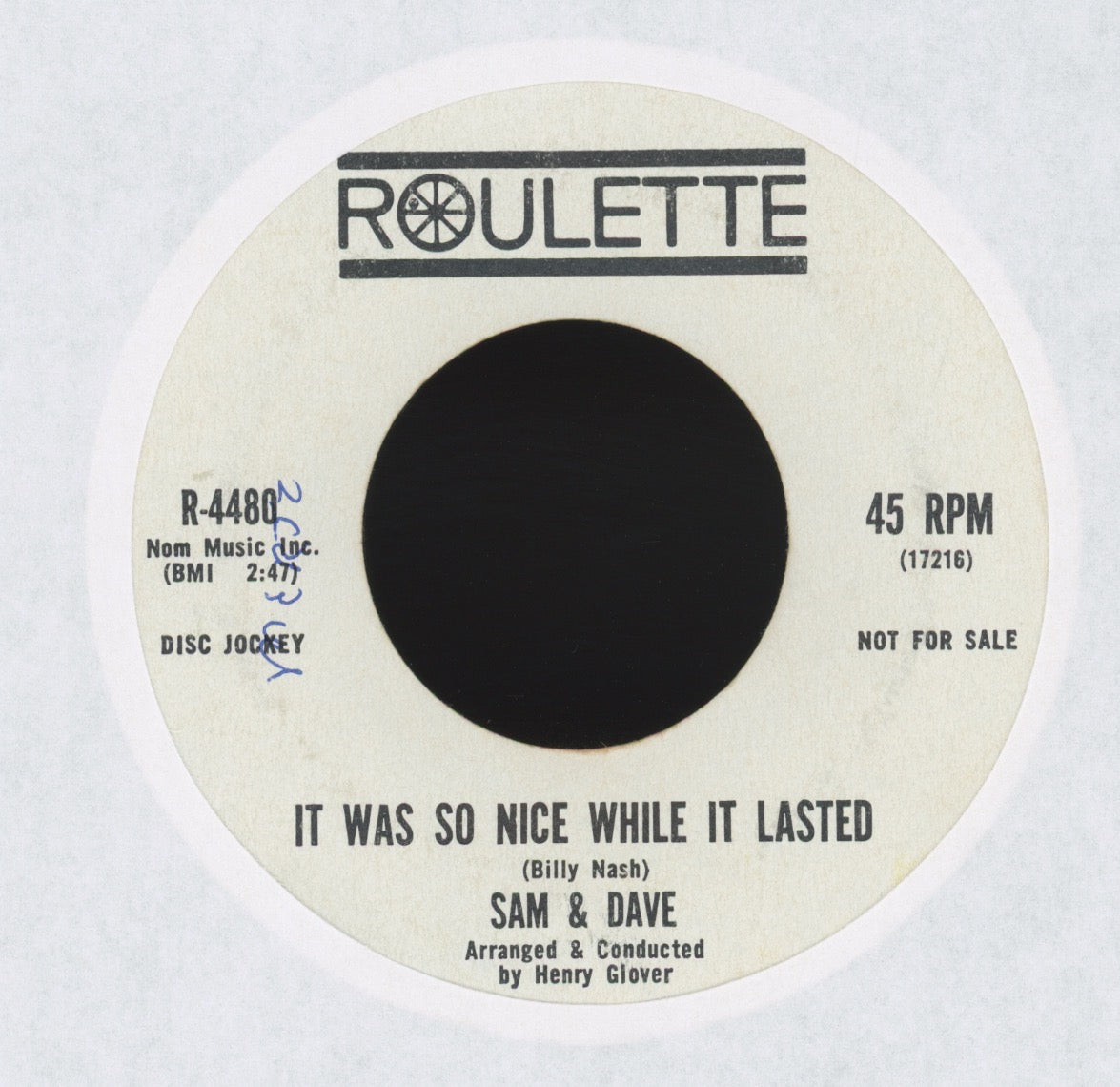 Sam & Dave - You Ain't No Big Thing Baby on Roulette Promo Northern Soul 45