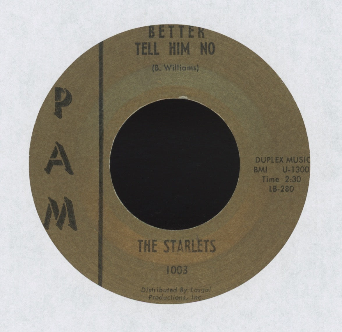 The Starlets - Better Tell Him No on Pam R&B Girl Group 45