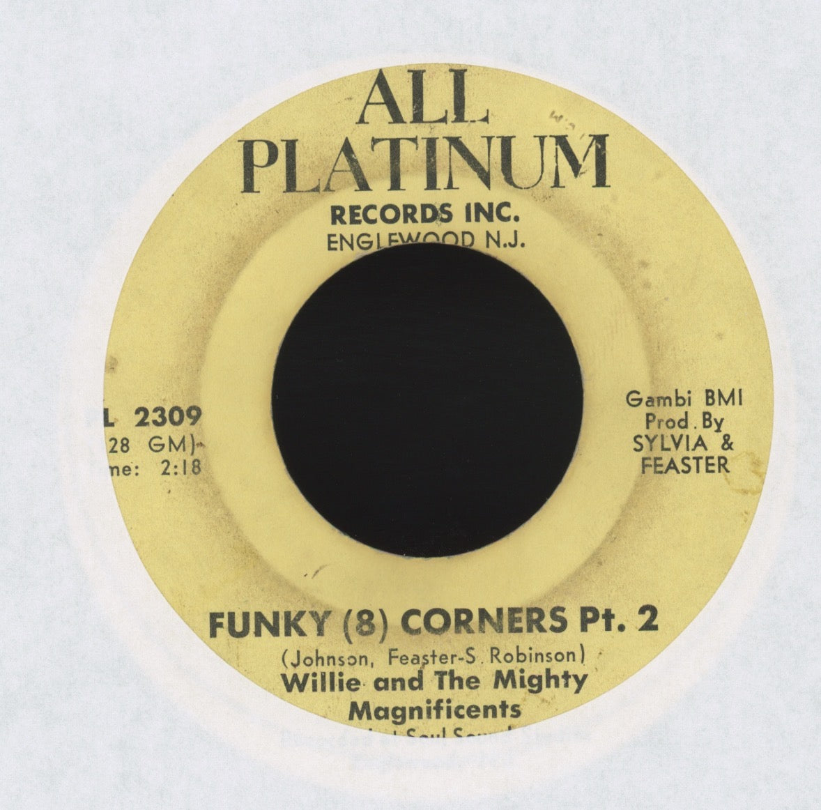 Willie & The Mighty Magnificents - Funky (8) Corners on All Platinum Funk 45