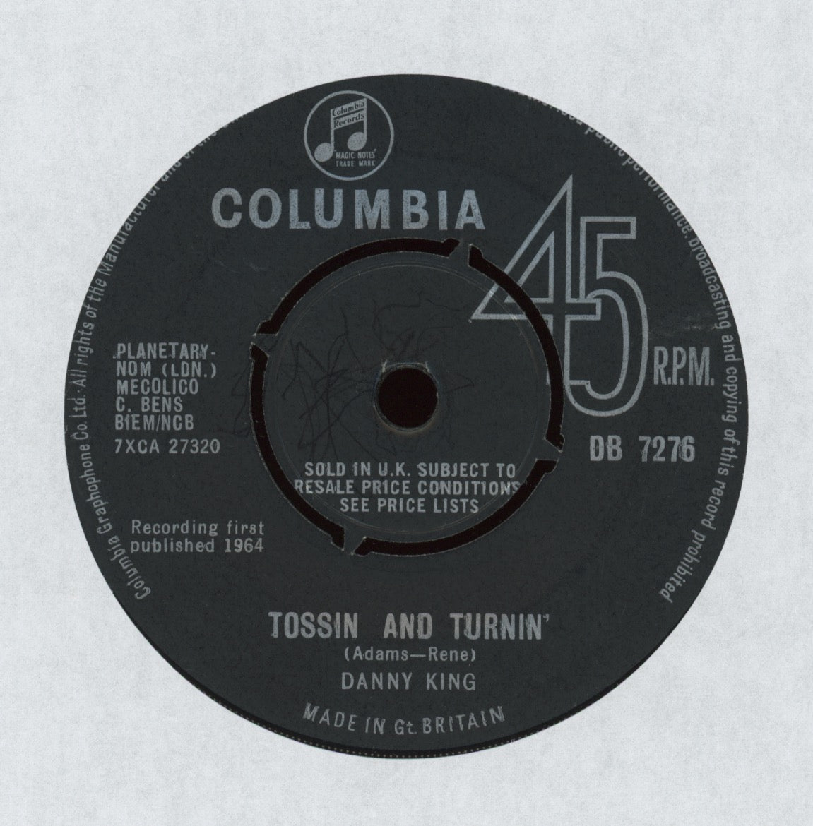 Danny King - Tossin' And Turnin' on Columbia UK Mod Beat 45