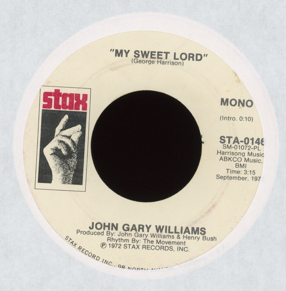 John Gary Williams - My Sweet Lord on Stax Promo Soul Funk 45