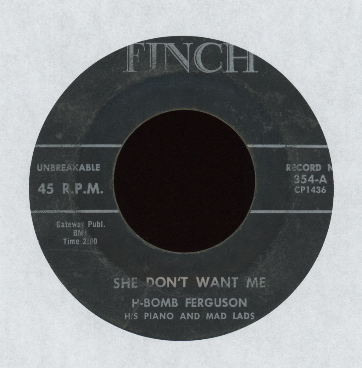 H-Bomb Ferguson - She Don't Want Me on Finch R&B Rocker 45