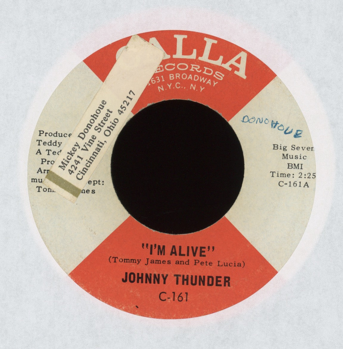 Johnny Thunder - I'm Alive on Calla Psych Funk Fuzz 45