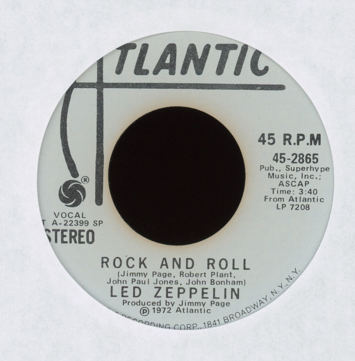 Led Zeppelin - Rock And Roll on Atlantic Promo Rock 45