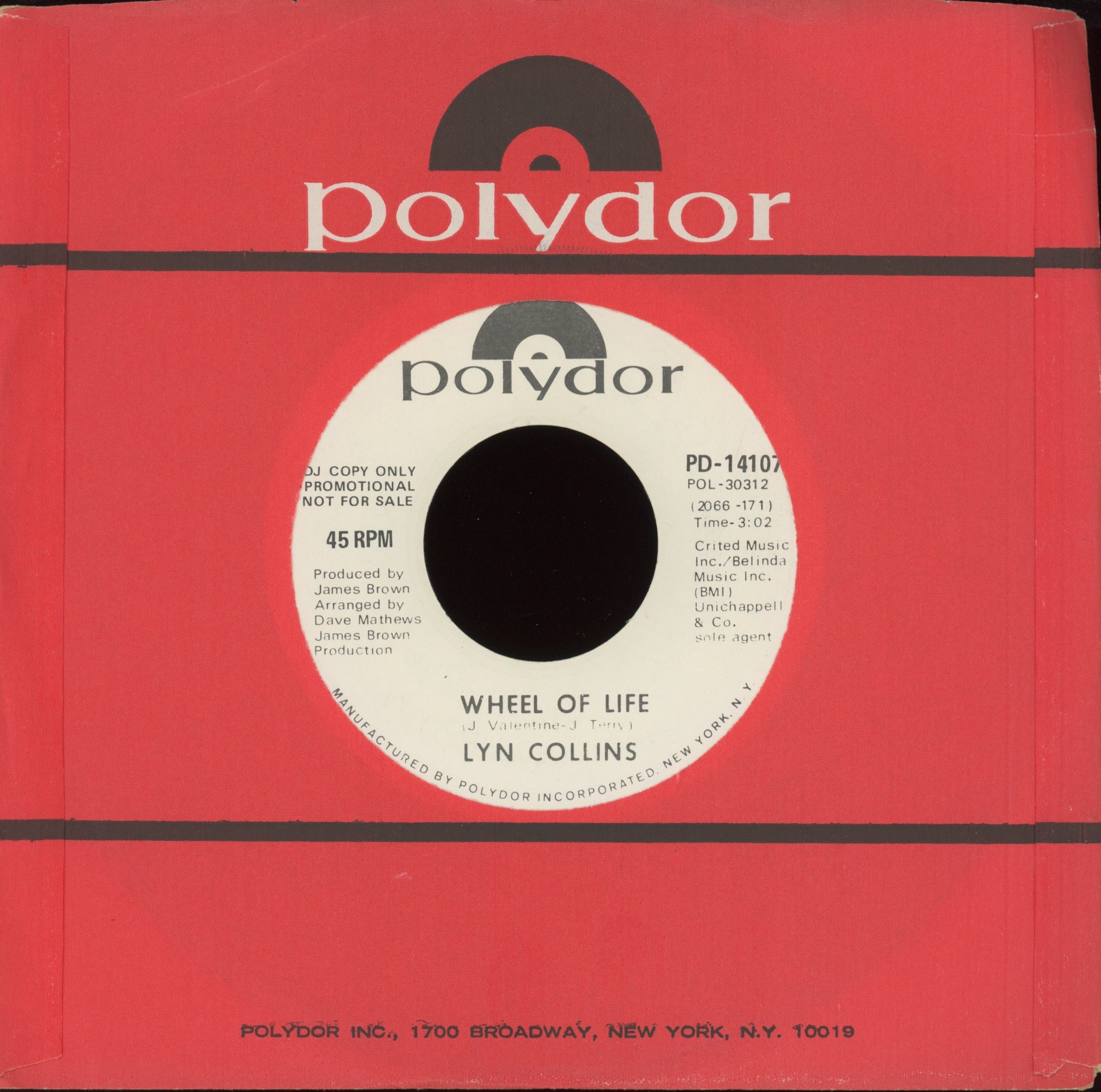 Lyn Collins - Wheels Of Life on Polydor Promo Soul Funk 45