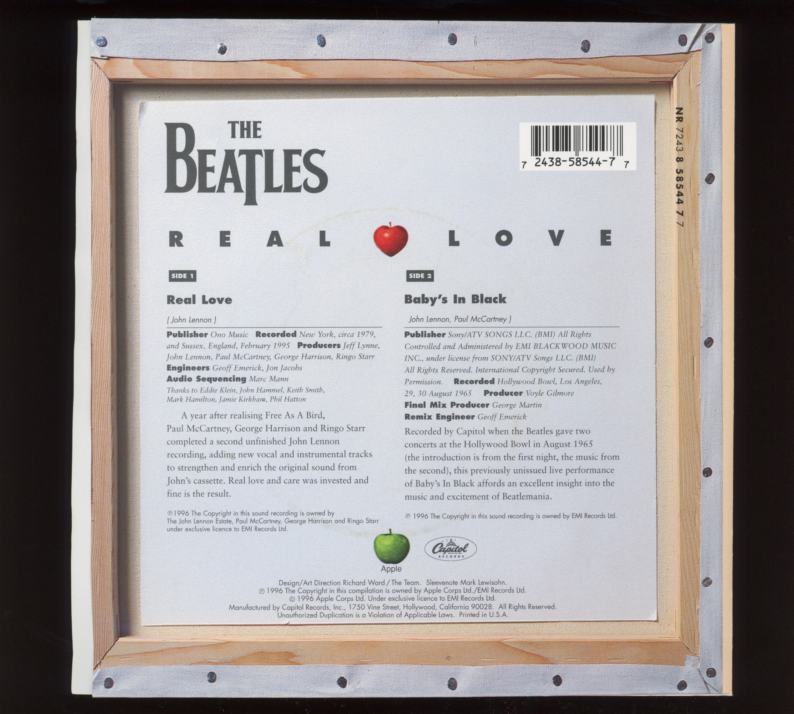 The Beatles - Real Love on Apple 45 With Picture Sleeve