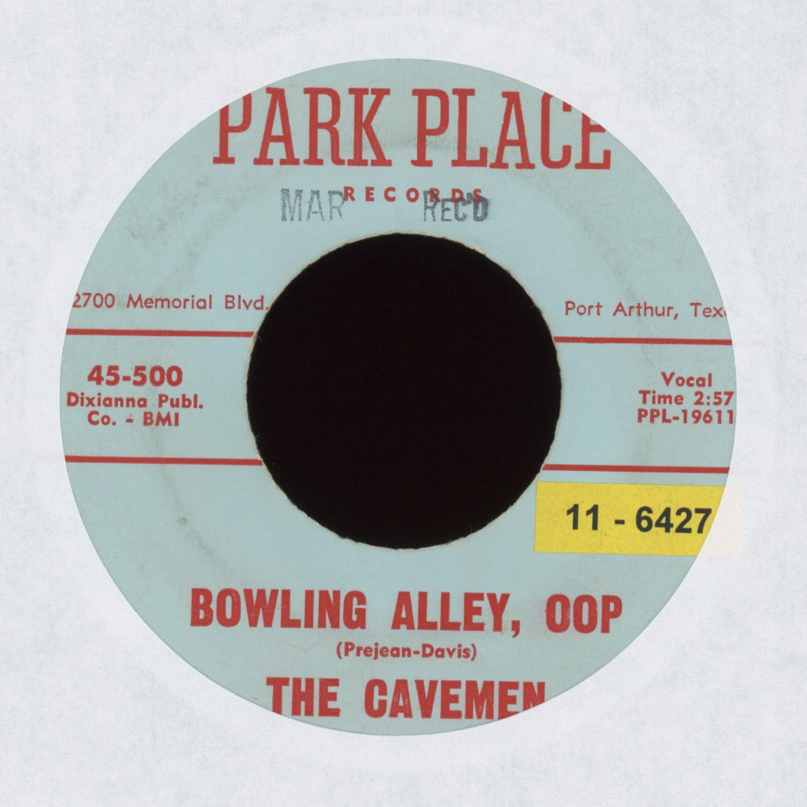 The Cavemen - Bowling Alley Oop on Park Place R&B 45