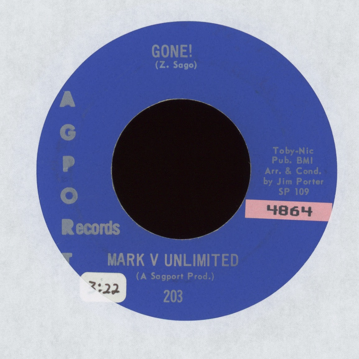 Mark V Unlimited - Gone! on Sagport Funk Soul 45