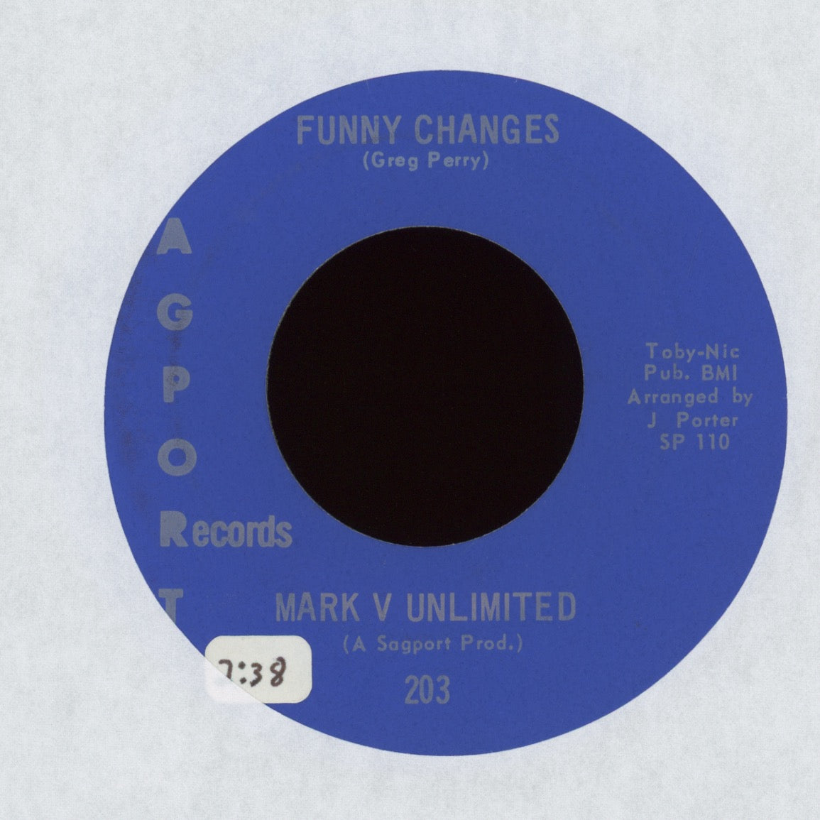 Mark V Unlimited - Gone! on Sagport Funk Soul 45