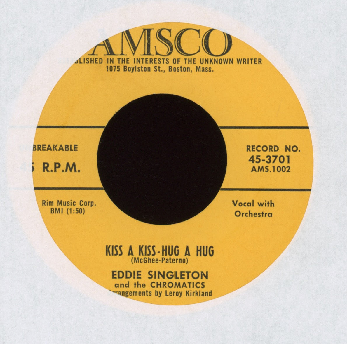 Eddie Singleton - Too Late on AMSCO R&B Doo Wop 45