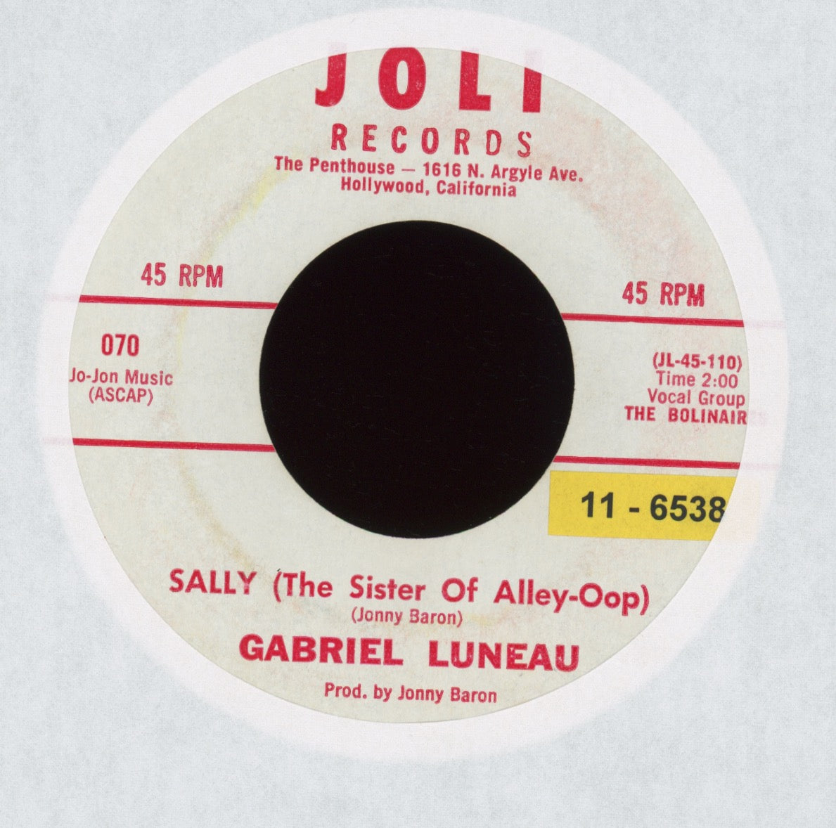Gabriel Luneau - Sally (The Sister Of Alley-Oop) on Joli R&B 45