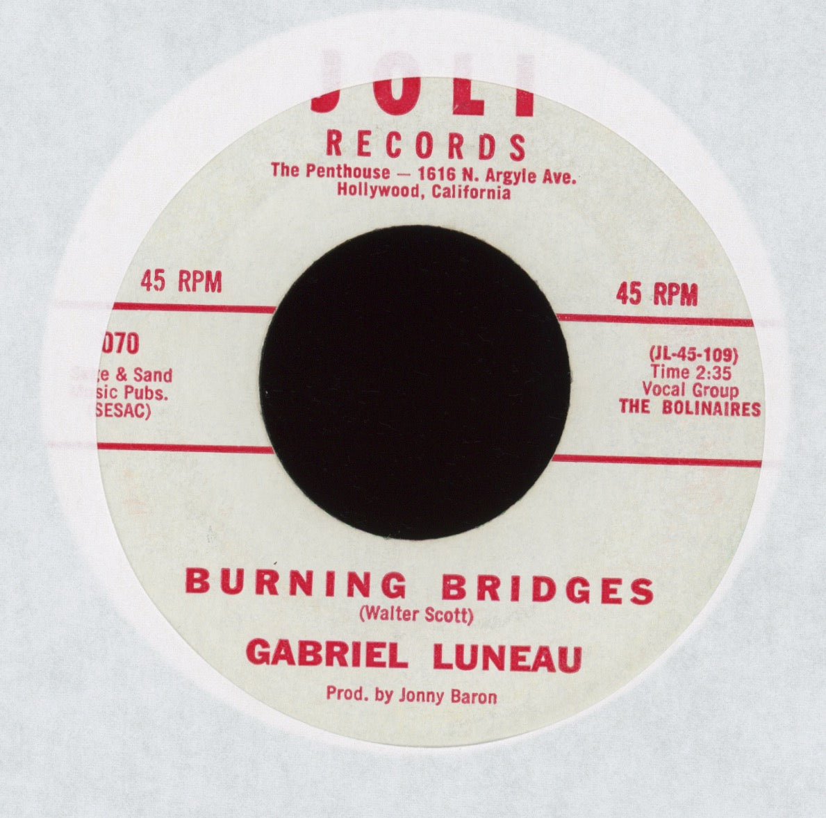 Gabriel Luneau - Sally (The Sister Of Alley-Oop) on Joli R&B 45