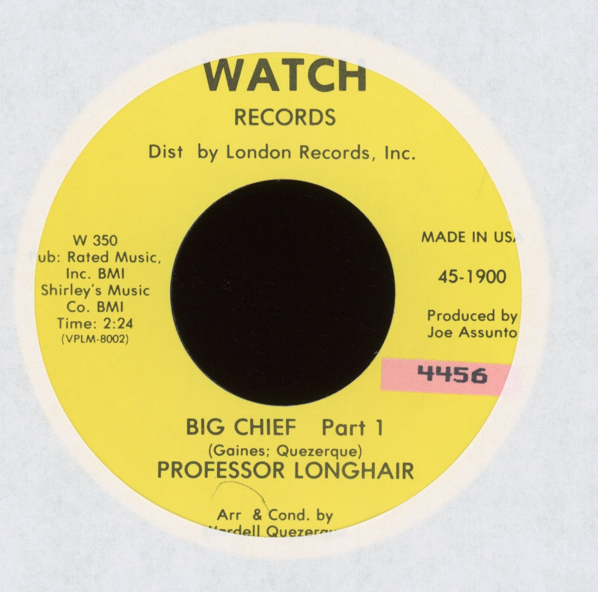 Professor Longhair - Big Chief on Watch R&B Funk 45