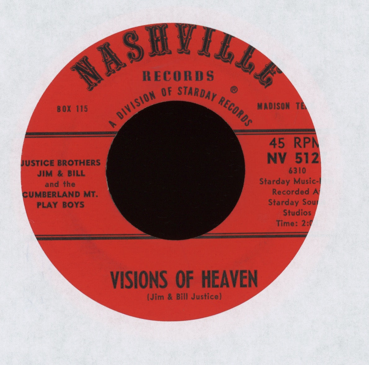 The Justice Brothers - Visions of Heaven on Nashville Bluegrass 45