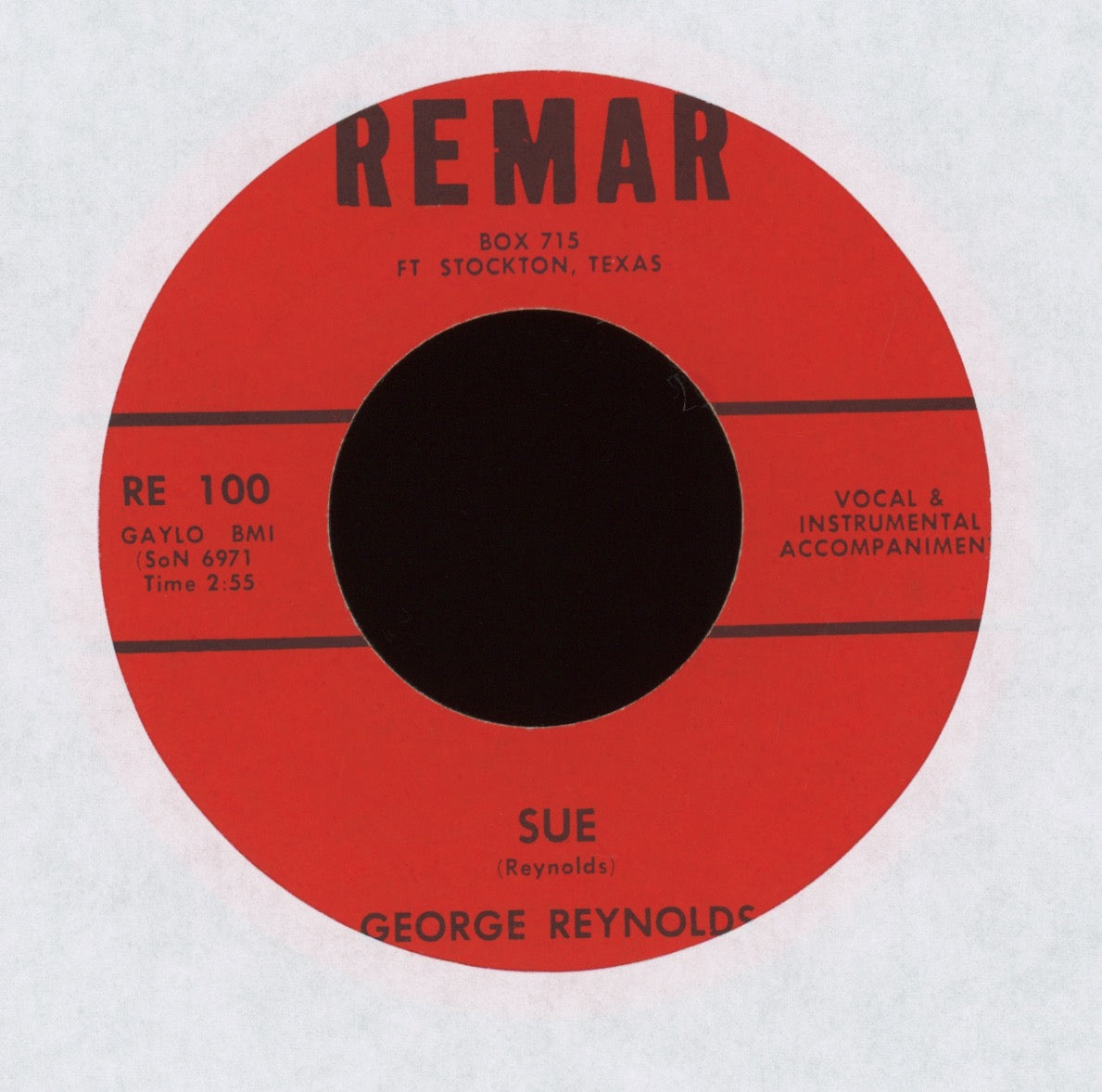 George Reynolds - Sue / Tough Guitar on Remar Teen Rockabilly 45