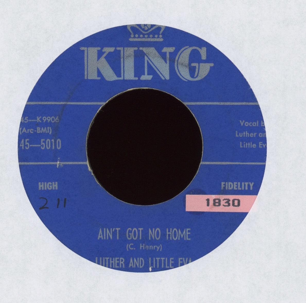 Luther and Little Eva - Ain't Got No Home on King R&B 45
