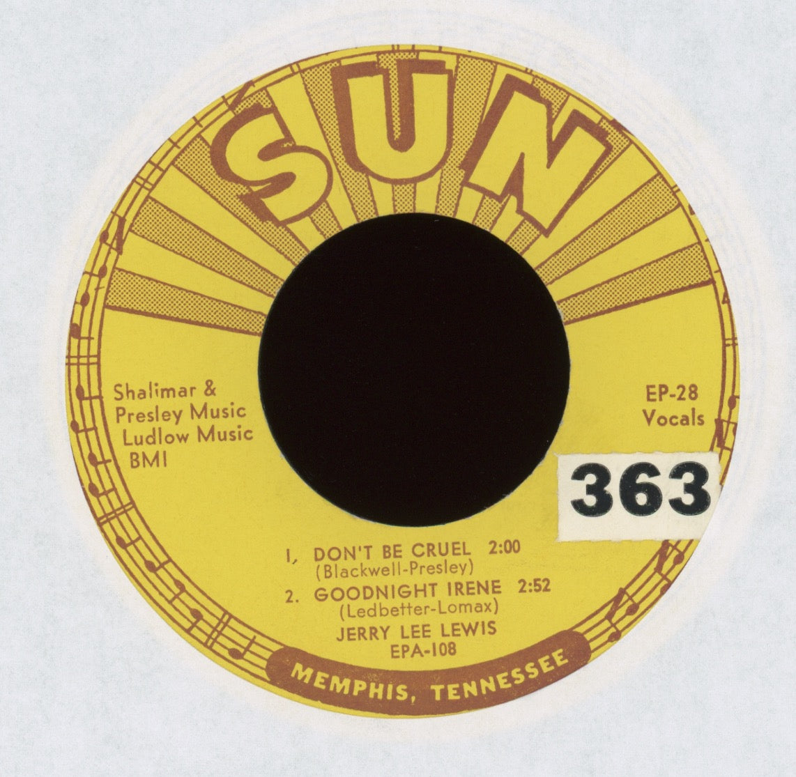 Jerry Lee Lewis - Don't Be Cruel on Sun EPA-108 EP 45 With Cover