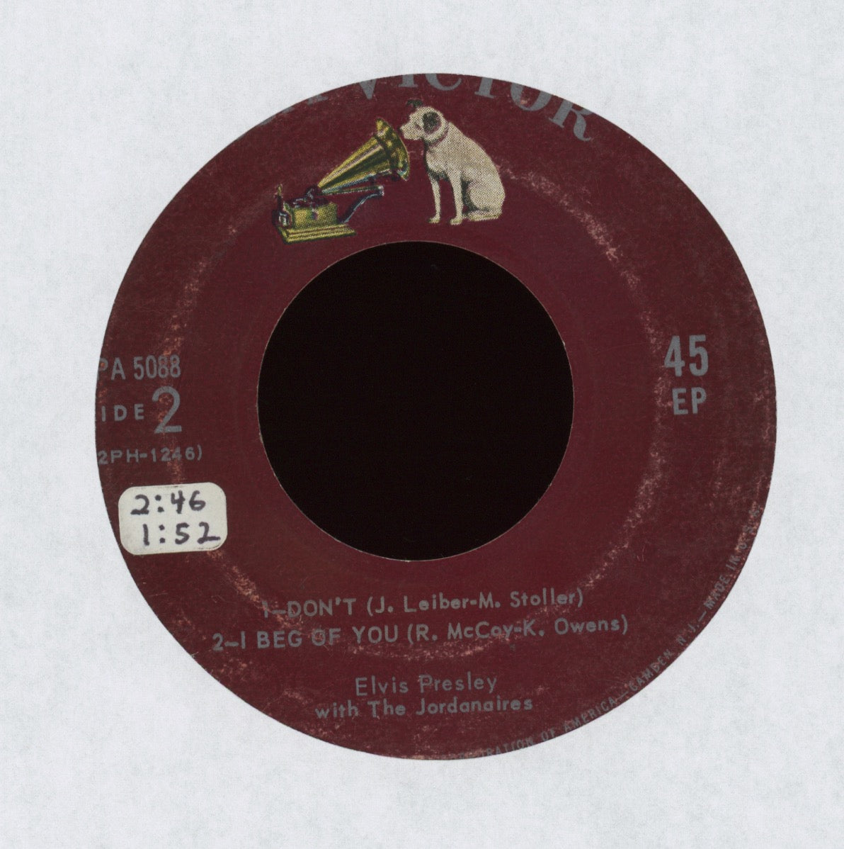 Elvis Presley - A Touch Of Gold Volume I on RCA EPA-5088 Maroon Label EP 45 With Cover