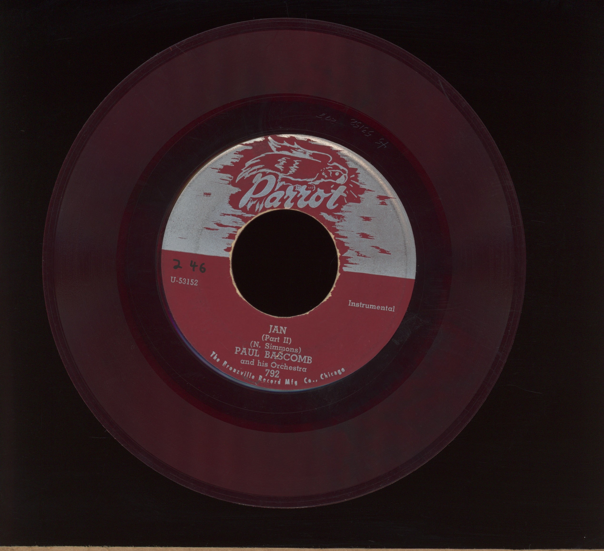 Paul Bascomb And His Orchestra - Jan on Parrot Red Vinyl Jazz Exotica 45