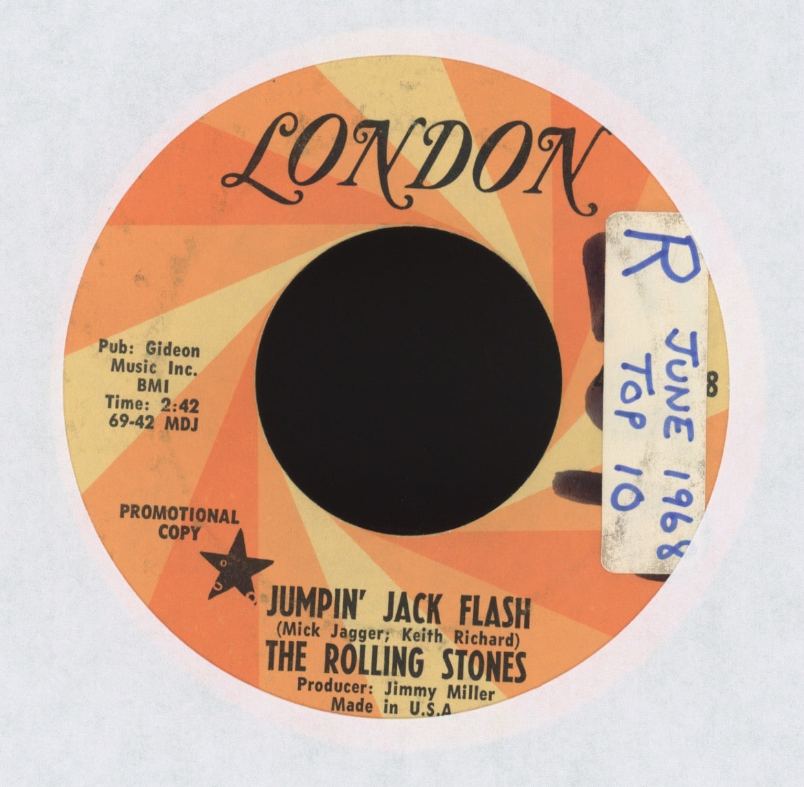 The Rolling Stones - Jumpin' Jack Flash on London Promo Rock 45
