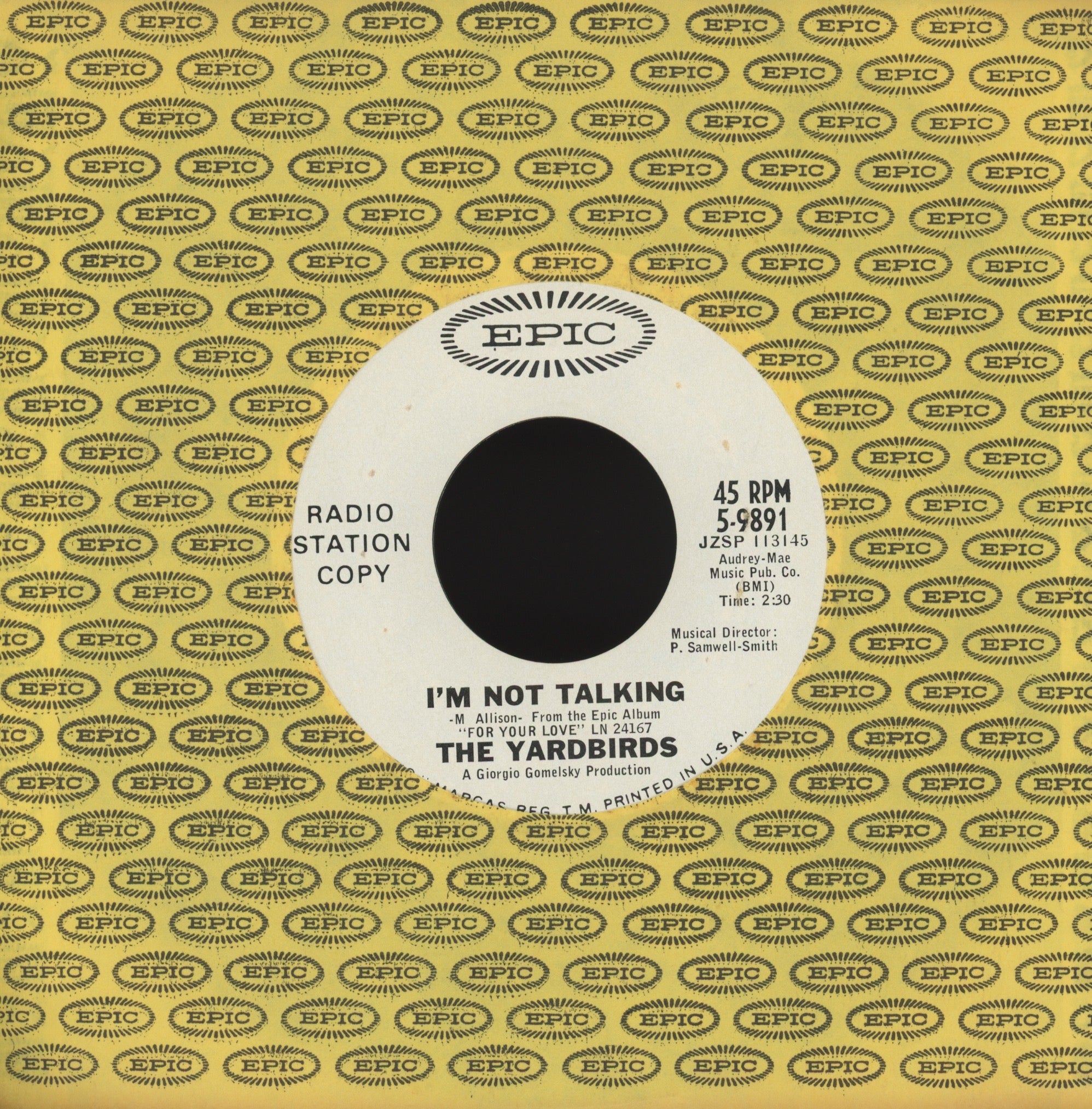 The Yardbirds - Shapes Of Things on Epic Promo Rock 45