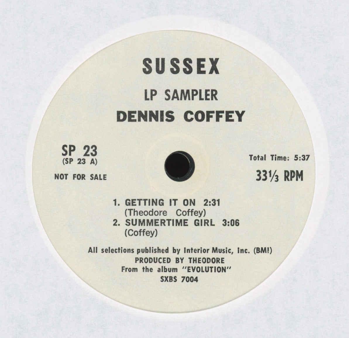 Dennis Coffey - Evolution LP Sampler on Sussex Promo 7"