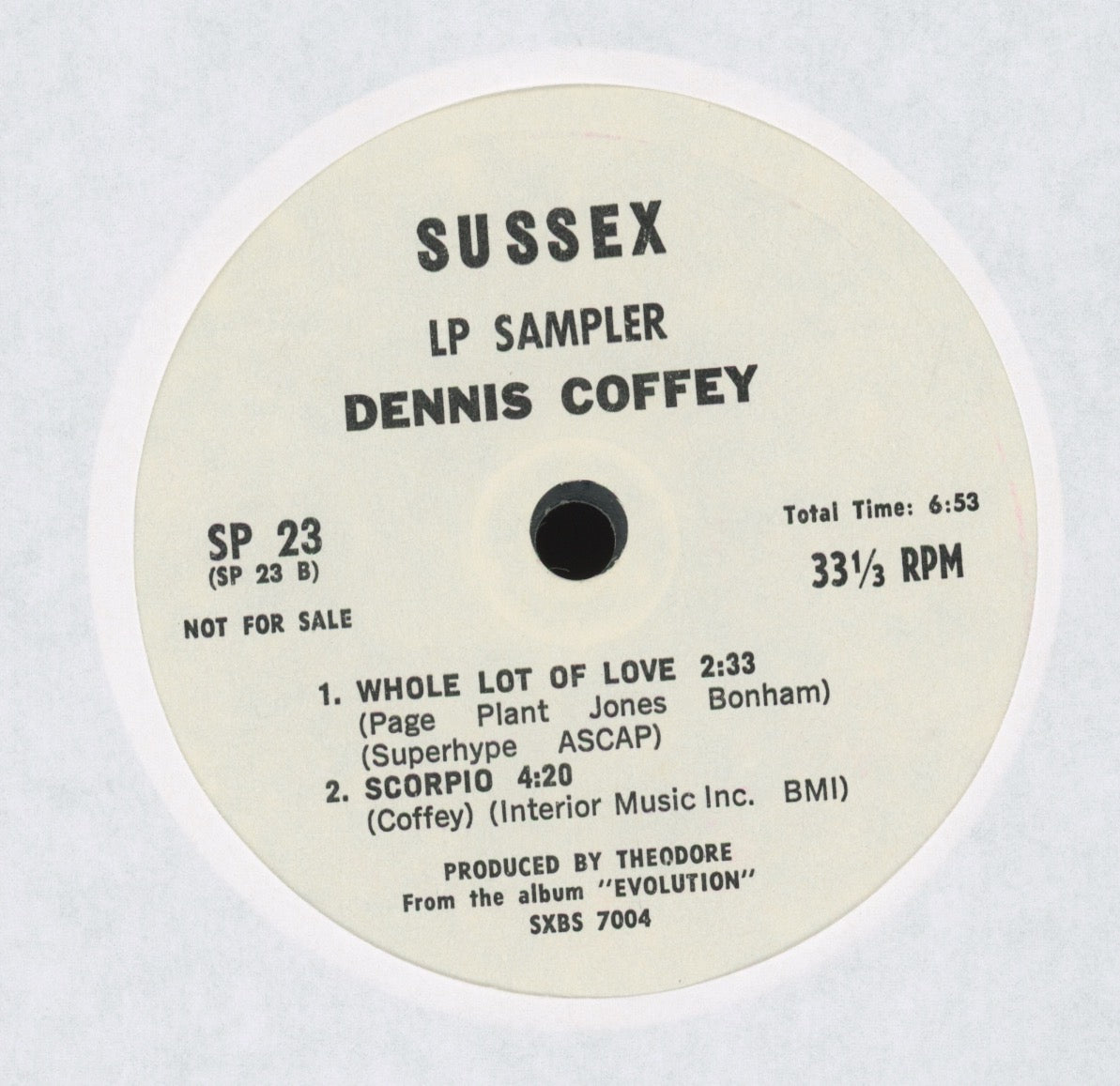 Dennis Coffey - Evolution LP Sampler on Sussex Promo 7"
