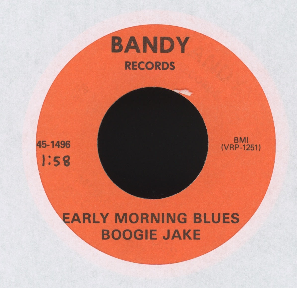 Boogie Jake - Bad Luck and Trouble / Early Morning Blues on Bandy Reissue  Blues 45