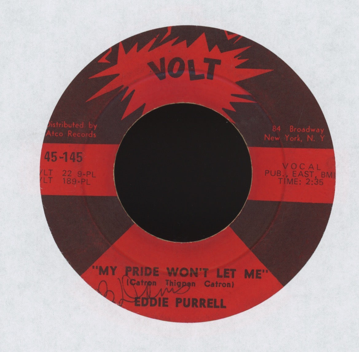 Eddie Purrell - The Spoiler on Volt Northern Soul 45