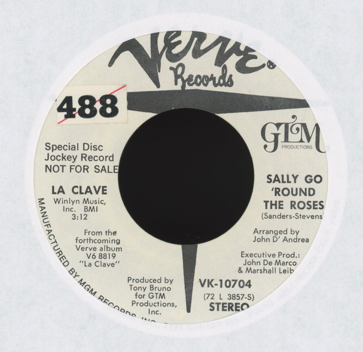 La Clave - Sally Go 'Round The Roses on Verve Promo Latin Jazz Funk 45