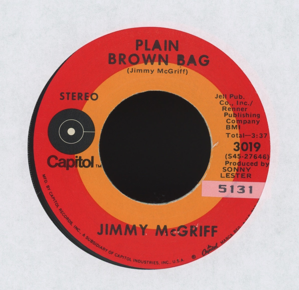 Jimmy McGriff - The Bird / Plain Brown Bag on Capitol Jazz Funk 45