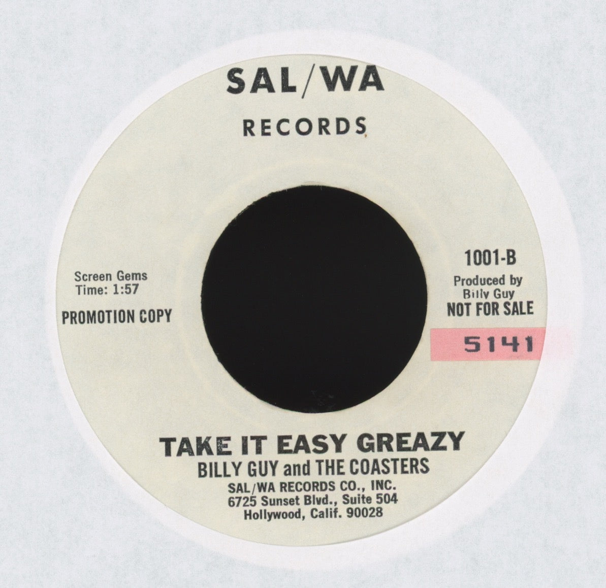 Billy Guy, The Coasters - You Move Me / Take It Easy Greazy on Sal Wa Promo Funk 45
