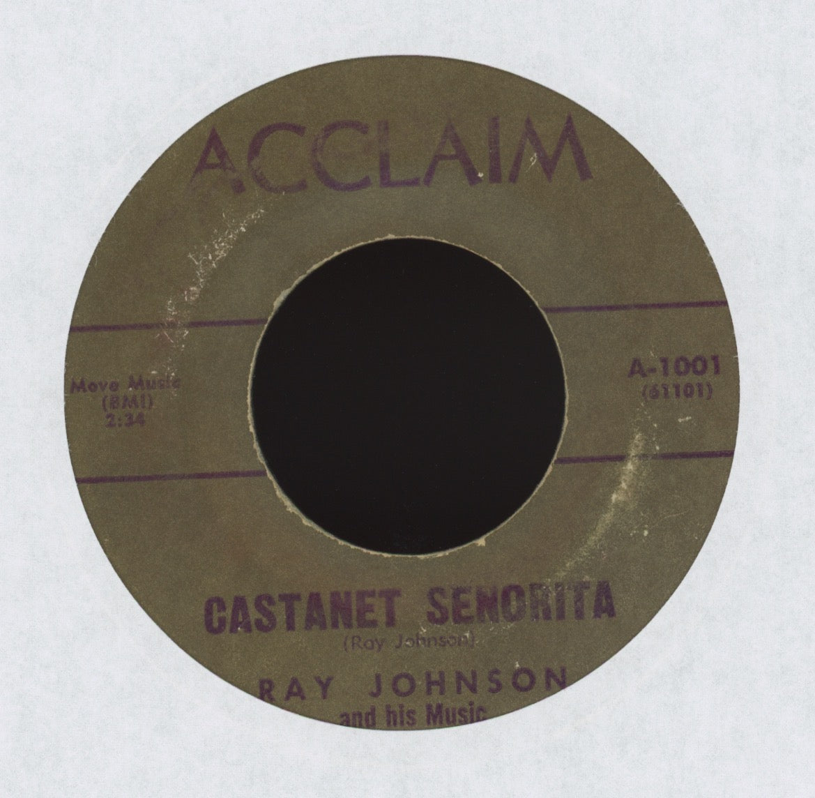Ray Johnson And His Music - Castanet Senorita on Acclaim R&B Popcorn 45