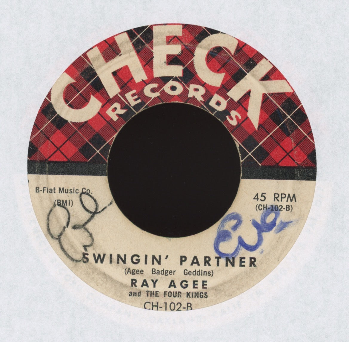 Ray Agee, The Four Kings - Swingin' Partner on Check R&B 45