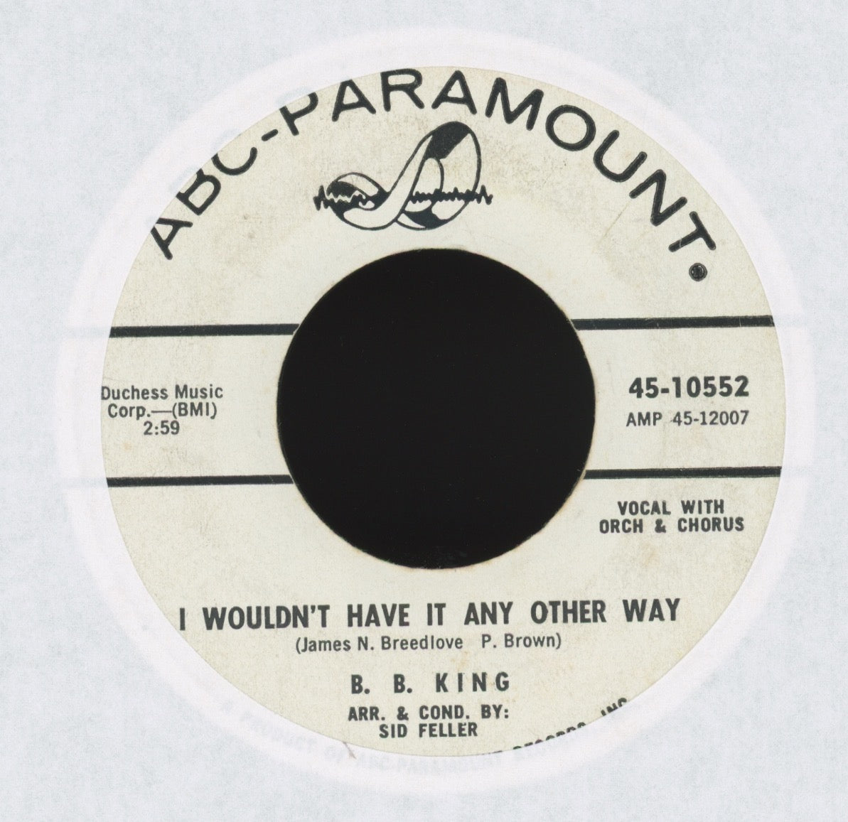 B.B. King - Help The Poor on ABC Paramount Promo R&B Popcorn 45