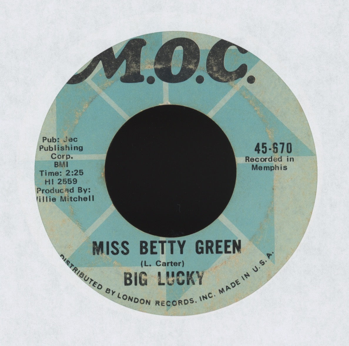 Big Lucky Carter - Stop Arguing Over Me on M.O.C. R&B Blues 45