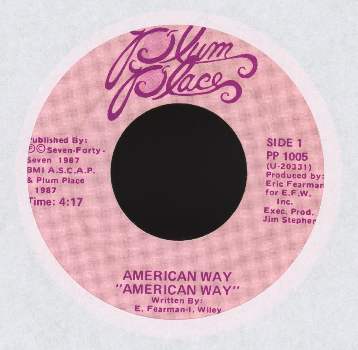 American Way - American Way / Treasure on Plum Place Modern Soul Boogie 45