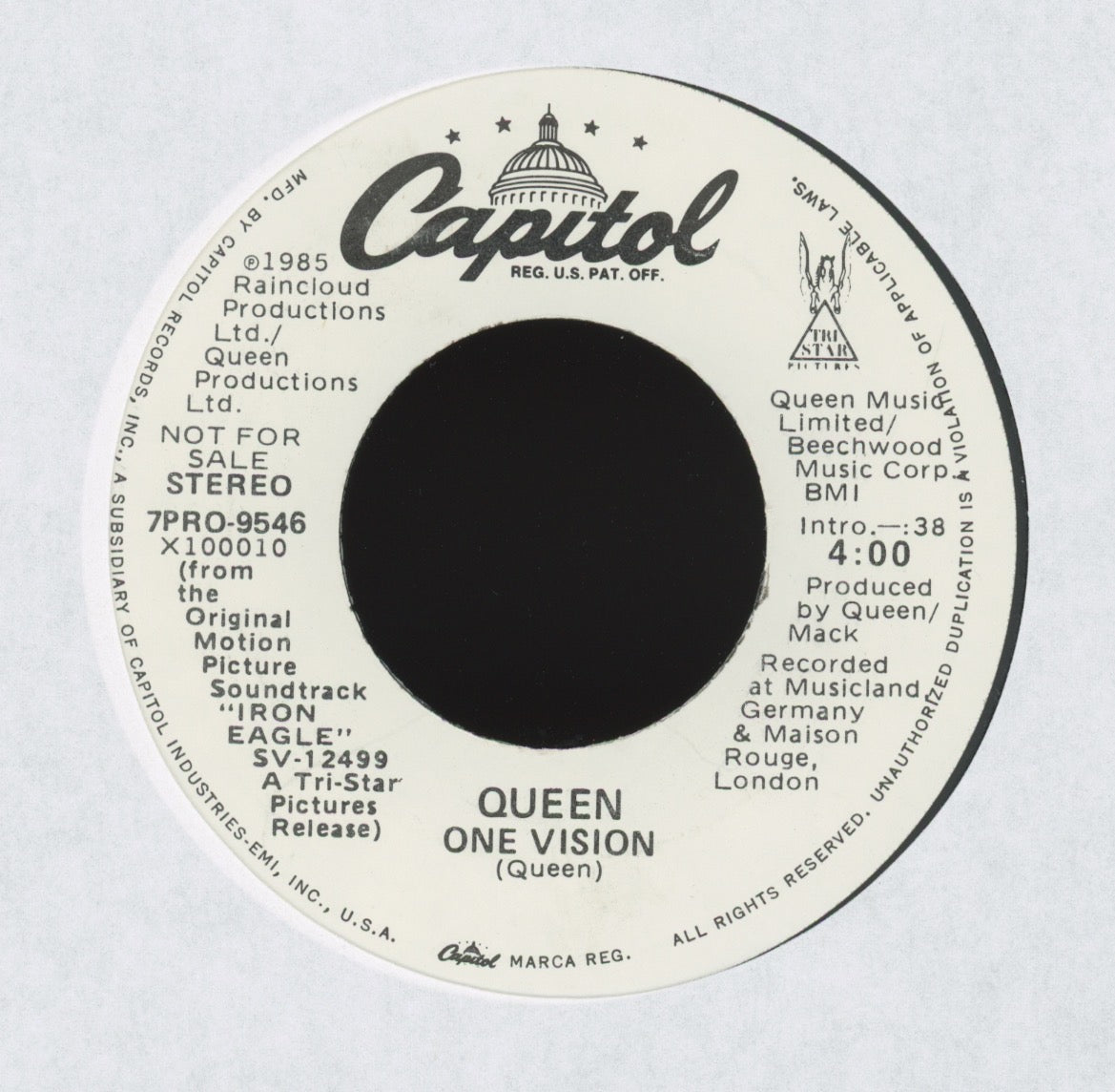 Queen - One Vision on Elektra Promo Rock 45