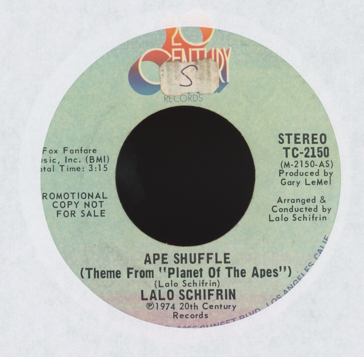 Lalo Schifrin - Ape Shuffle (Theme From "Planet Of The Apes") on 20th Century Promo Funk 45 Breaks
