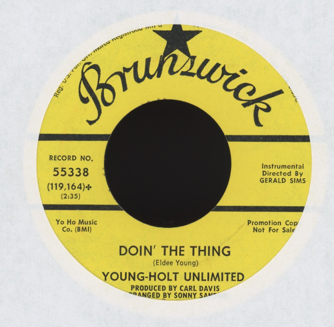 Young Holt Unlimited - The Beat Goes On / Doin' The Thing on Brunswick Promo Soul Jazz 45