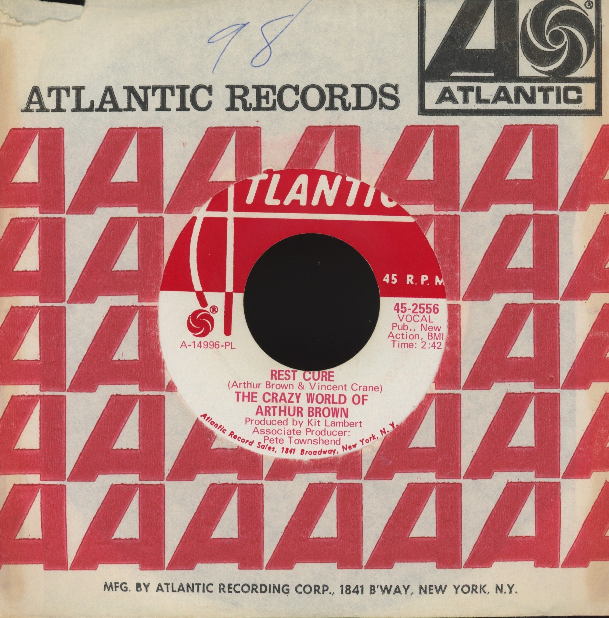 The Crazy World Of Arthur Brown - Fire on Atlantic Promo Rock 45