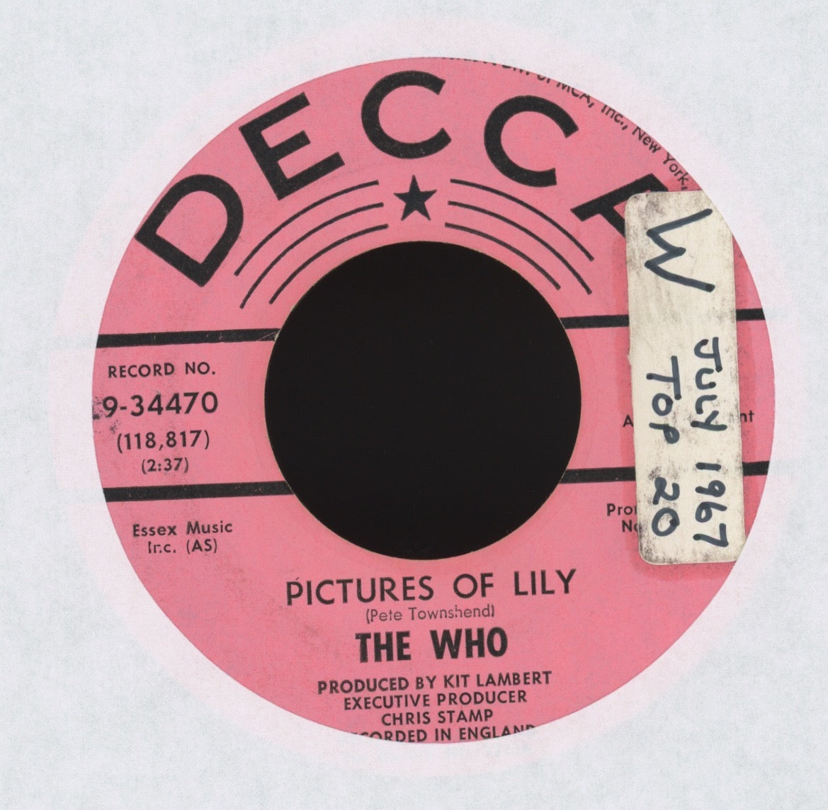 The Who - Pictures Of Lily on Decca Promo Rock 45